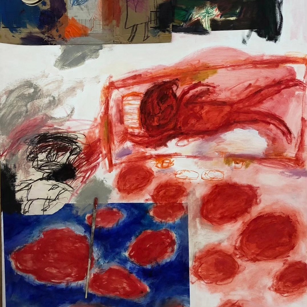 Quddus Mirza. 'Chronicles of My Times'. 2023. Oil and mixed media on board. 48x36 inches
