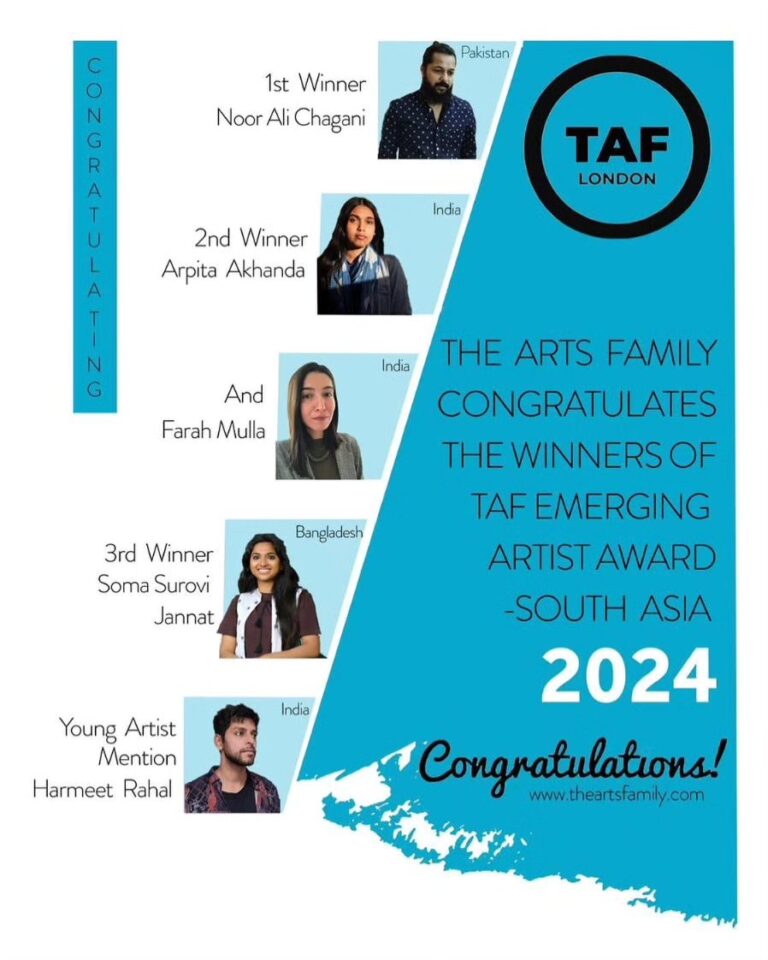 The Arts Family (TAF) is super thrilled to announce the much awaited winners of “The Arts Family Emerging Artist Award – South Asia 2024.”