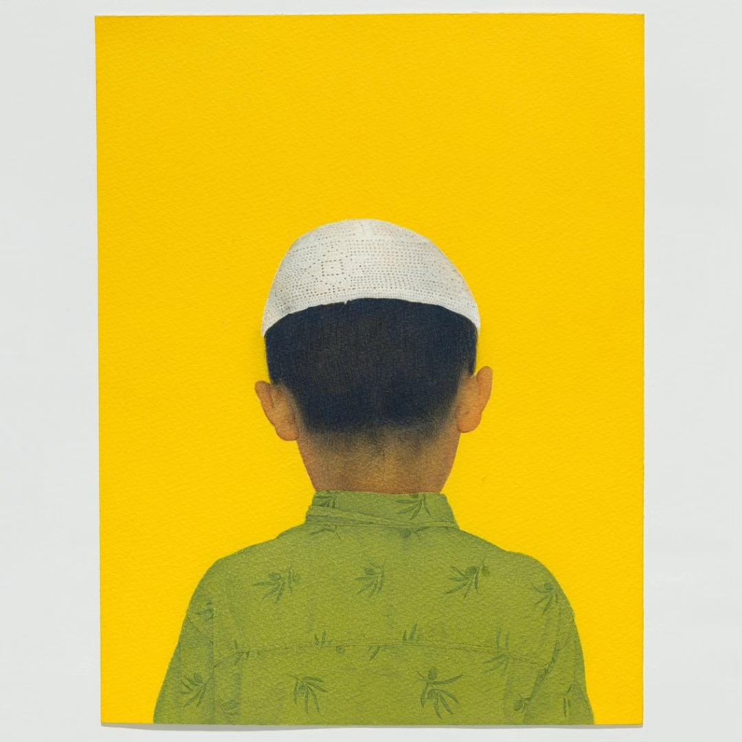 The Drawing Biennale 2024 exhibition opens today, 3 May, and features many artists from the JC family.. Image: Ali Kazim, ‘Children of Faith series (olive branch printed shirt)’, 2023, watercolour pigments on paper