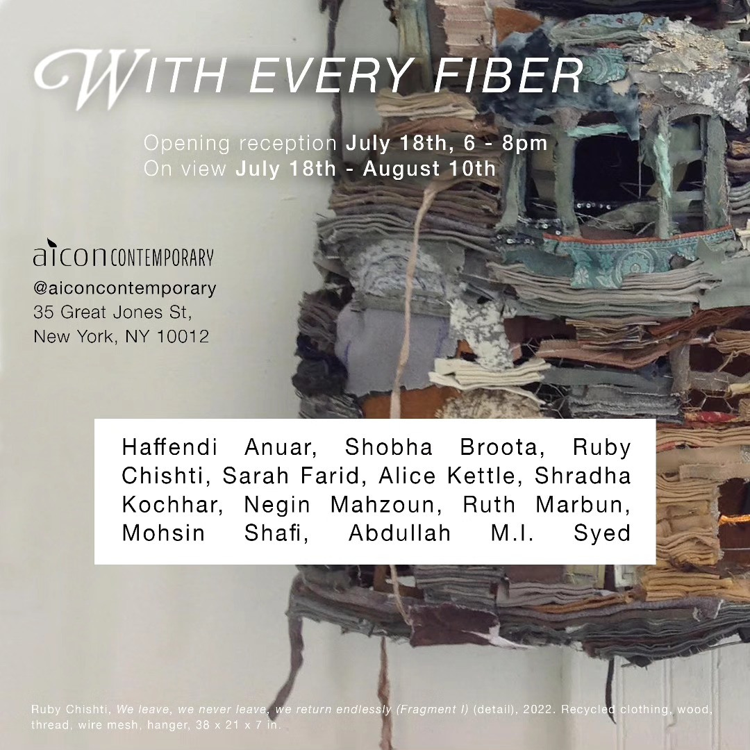 Aicon Contemporary is pleased to present “With every fiber,” a group exhibition of artists working with various forms of textiles.