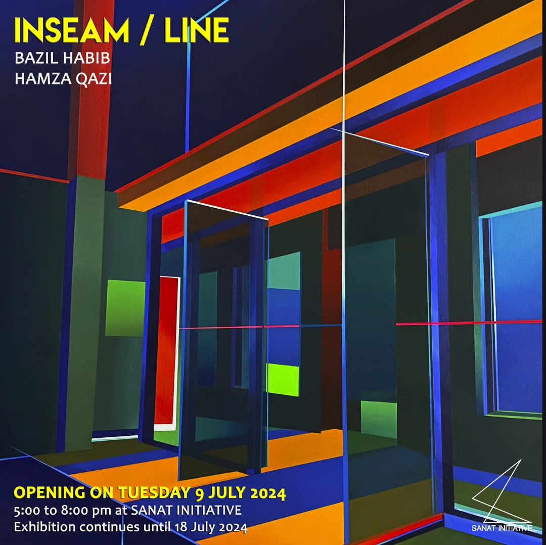Next @sanat_initiative “Inseam / Line” by @bazilhabib & @ihamzaqazi opens on 9 July 2024