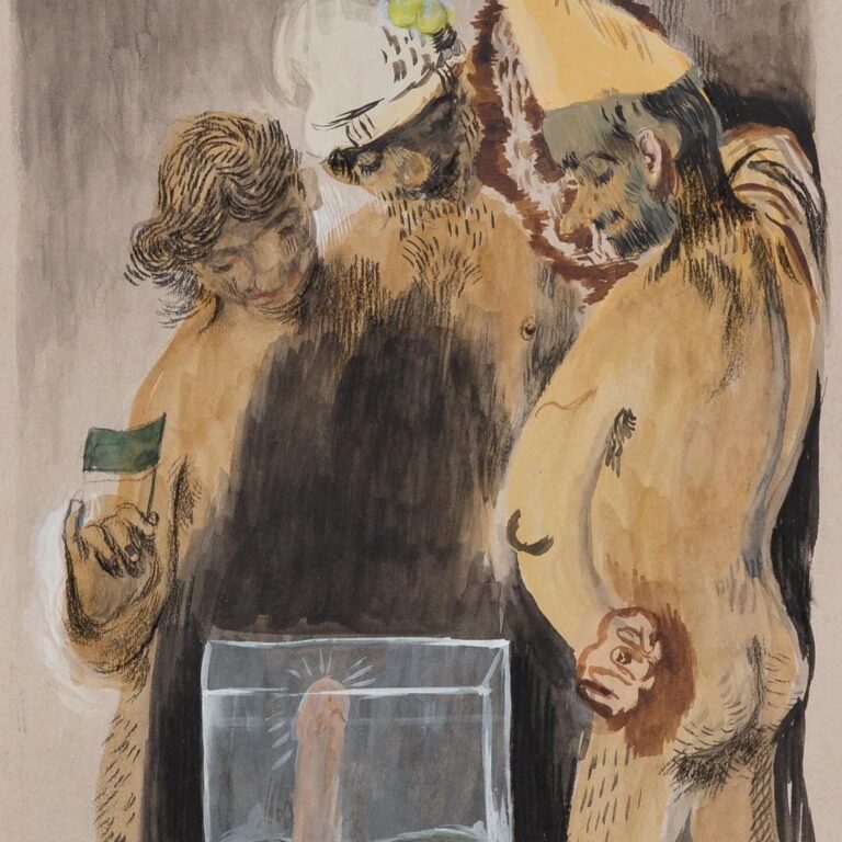 “The Devotees,” 2024, Charcoal and gouache on paper