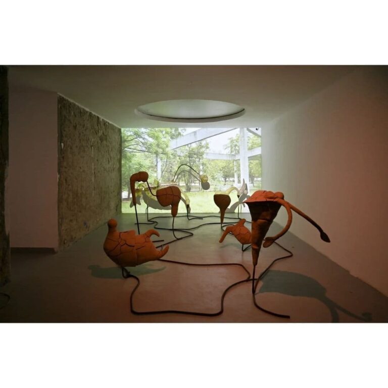 Clay forms commemorating beings that found extinction and a panopticon that failed to host wildlife, now embodies a new…