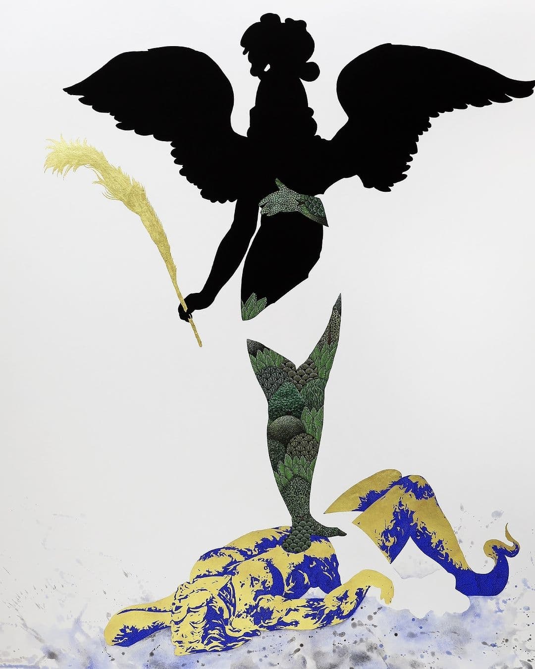 Gowen Contemporary presents a solo show by Waseem Ahmed (b. — image 1. 📸 : Waseem Ahmed Untitled 2023, Dry pigment colour, gold leaf, tea stain on Archival handmade Wasli paper, 148 x 101 cm. Courtesy of the Artist and GOWEN, Geneva. ©the Artist.jpg