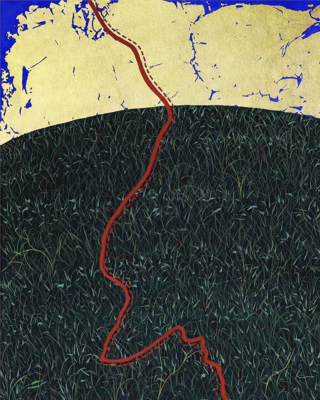 Gowen Contemporary presents a solo show by Waseem Ahmed (b. — image 3. 📸 : Waseem Ahmed Untitled 2023, Dry pigment colour, gold leaf, tea stain on Archival handmade Wasli paper, 148 x 101 cm. Courtesy of the Artist and GOWEN, Geneva. ©the Artist.jpg