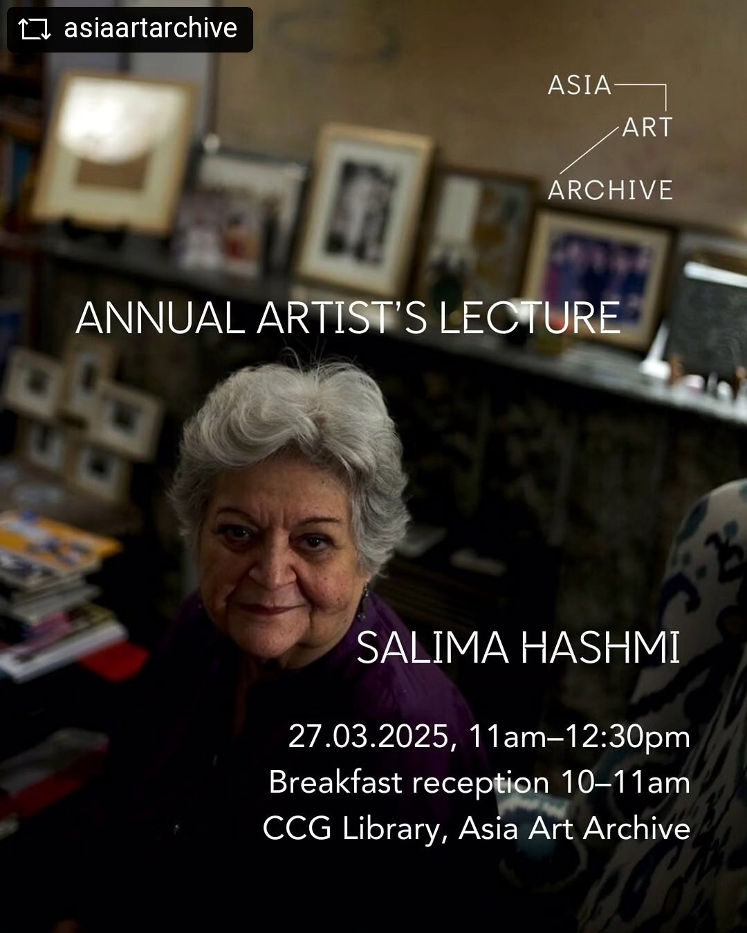 @asiaartarchive. Image: Portrait of Salima Hashmi. Photo: Arif Mehmood.