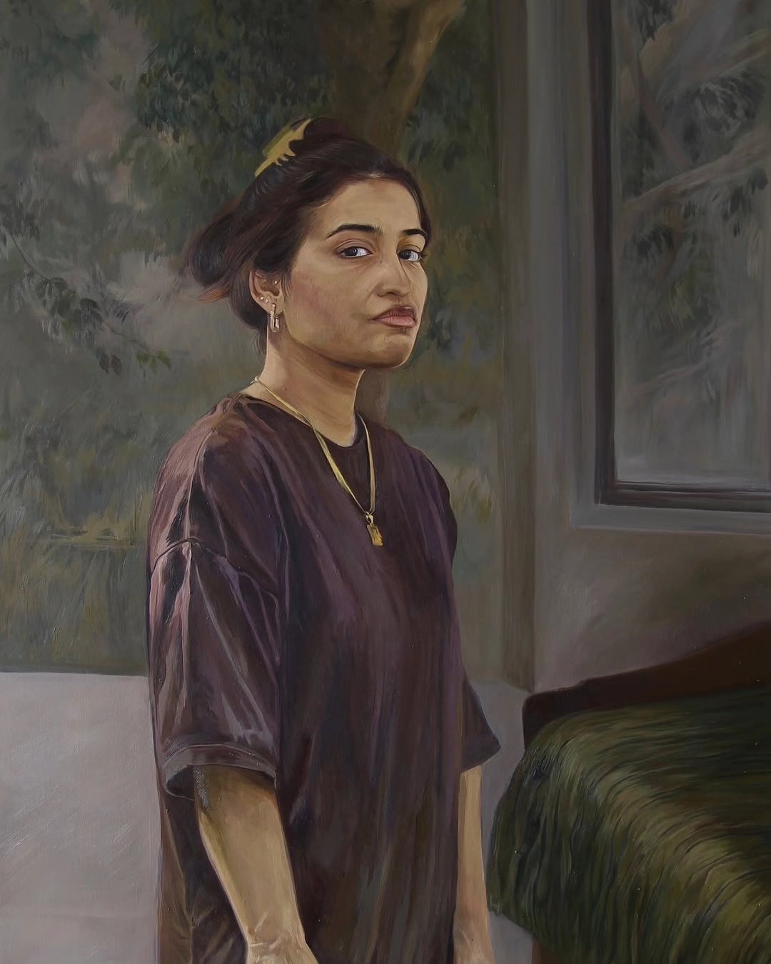 @chawkandi — image 1. Image 1: Amna Rahman | Aqsa | oil on canvas | 65 x 38 inches | 2025