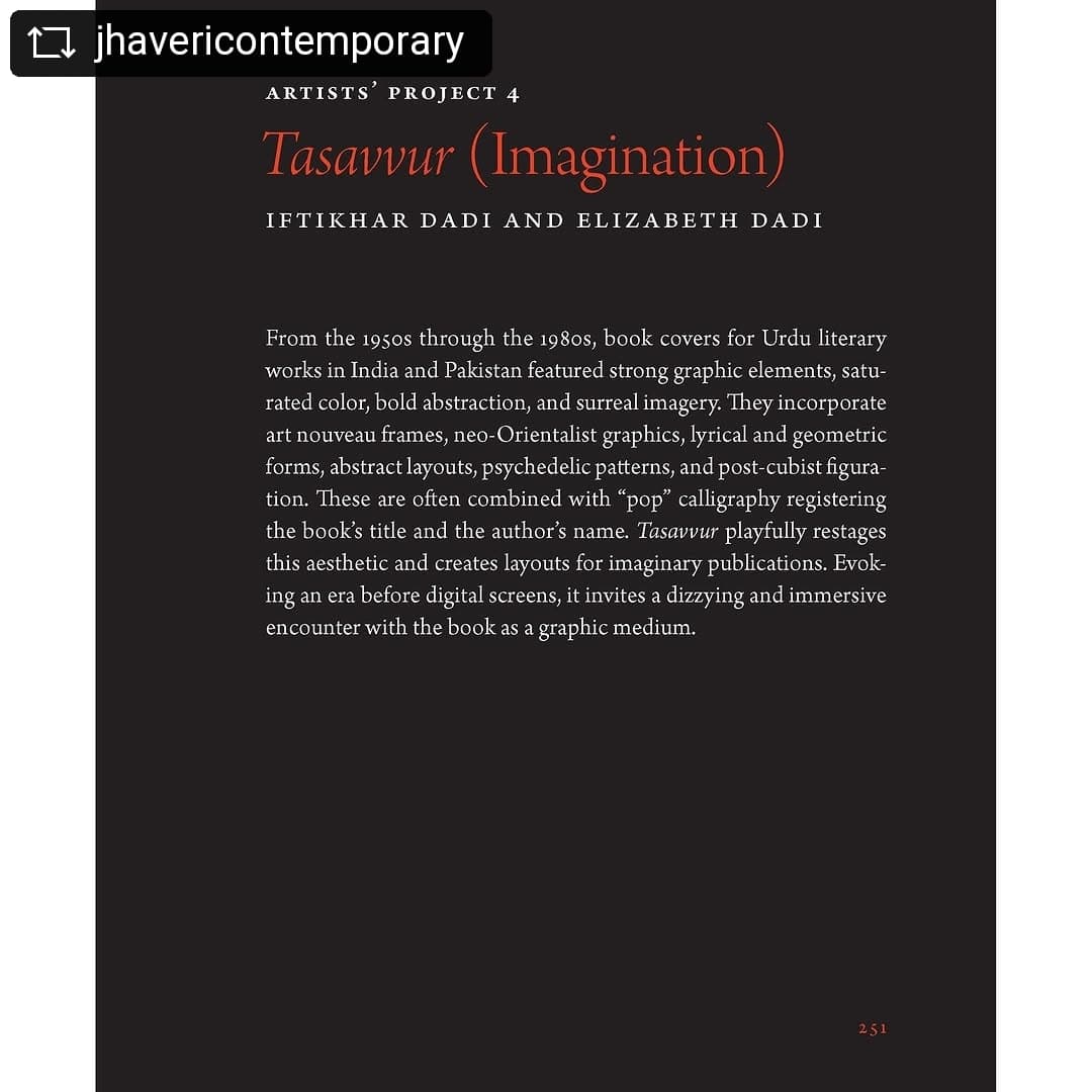 @jhavericontemporary - Find Iftikhar Dadi & Elizabeth Dadi’s wonderful art project ‘Tasavvur (Imagination)’ featured in... — image 6. Images: