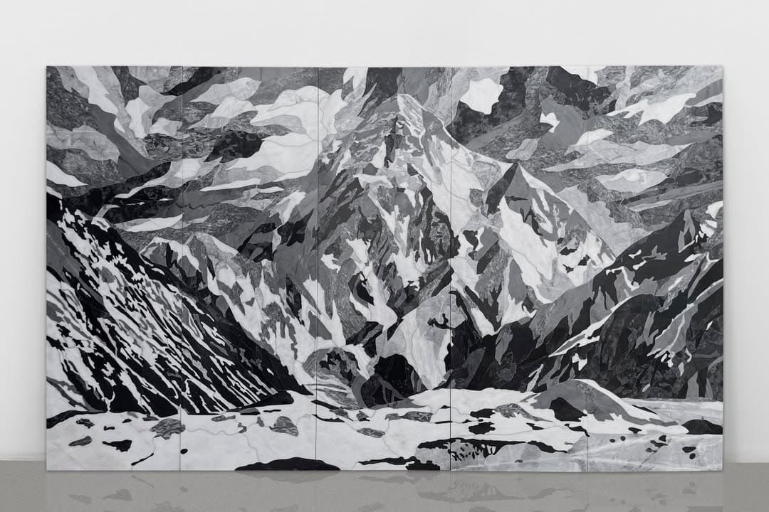 'Mountain 6' by Hamra Abbas is a marble pentaptych depicting K2, the world’s second-highest peak at 8,611 meters. — image 1