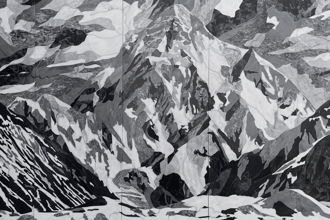 'Mountain 6' by Hamra Abbas is a marble pentaptych depicting K2, the world’s second-highest peak at 8,611 meters. — image 3