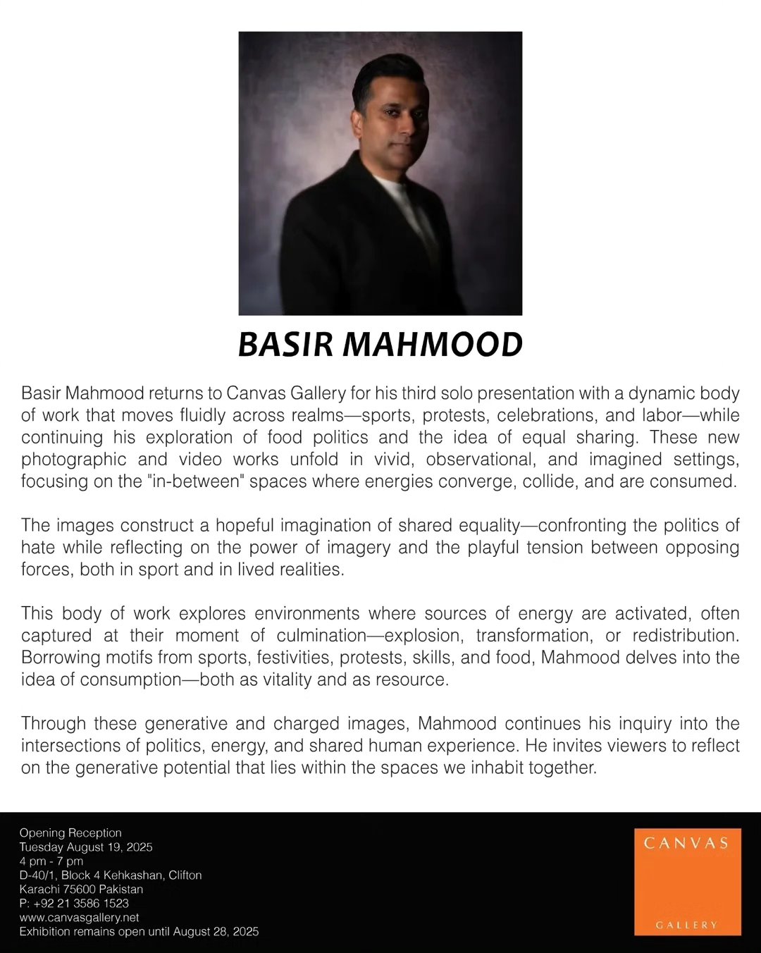 Basir Mahmood’s solo exhibition, In-Between Spaces of Energy and Consumption, opens on Tuesday, August 19, 2025, from... — image 2
