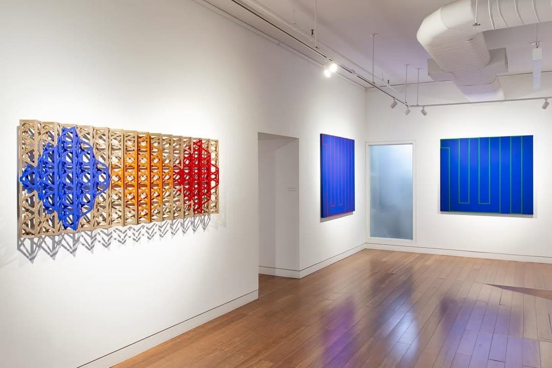 The paintings in Rasheed Araeen’s ‘In Lights’ act as two-dimensional images of the neon structures. — image 2