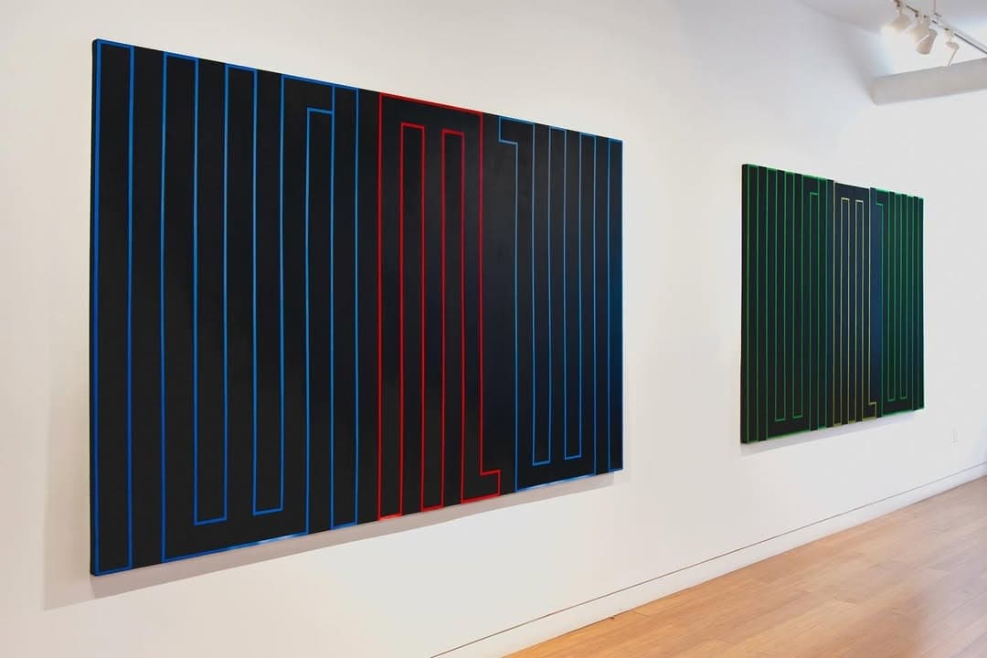 The paintings in Rasheed Araeen’s ‘In Lights’ act as two-dimensional images of the neon structures. — image 3