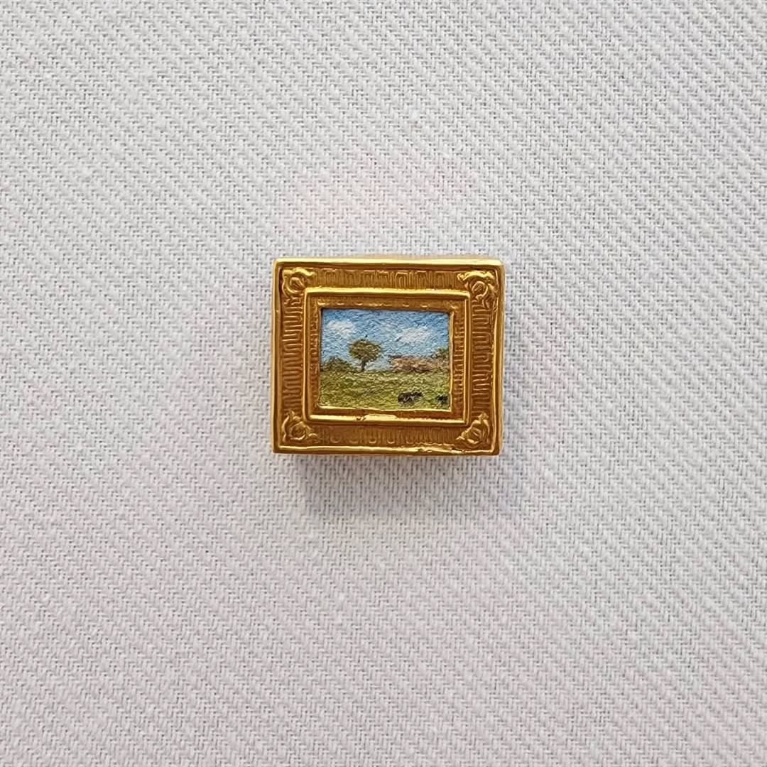 Miniature Painting (Landscape) | Oil on canvas, framed in gold | 3 x 2.5 x 0.5 cm | 2025 — image 1
