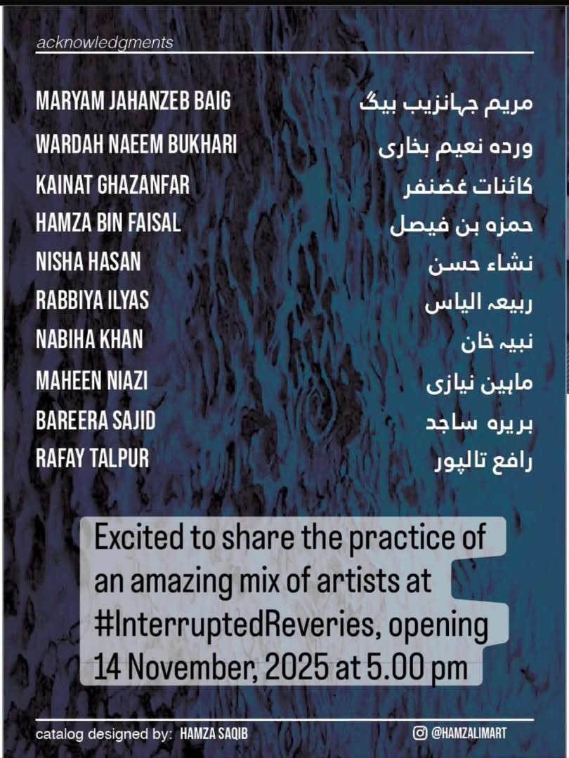 Excited to present a wonderful mix of artists, celebrated and showing promise, including @maheen_niazi a visit@g fellow...