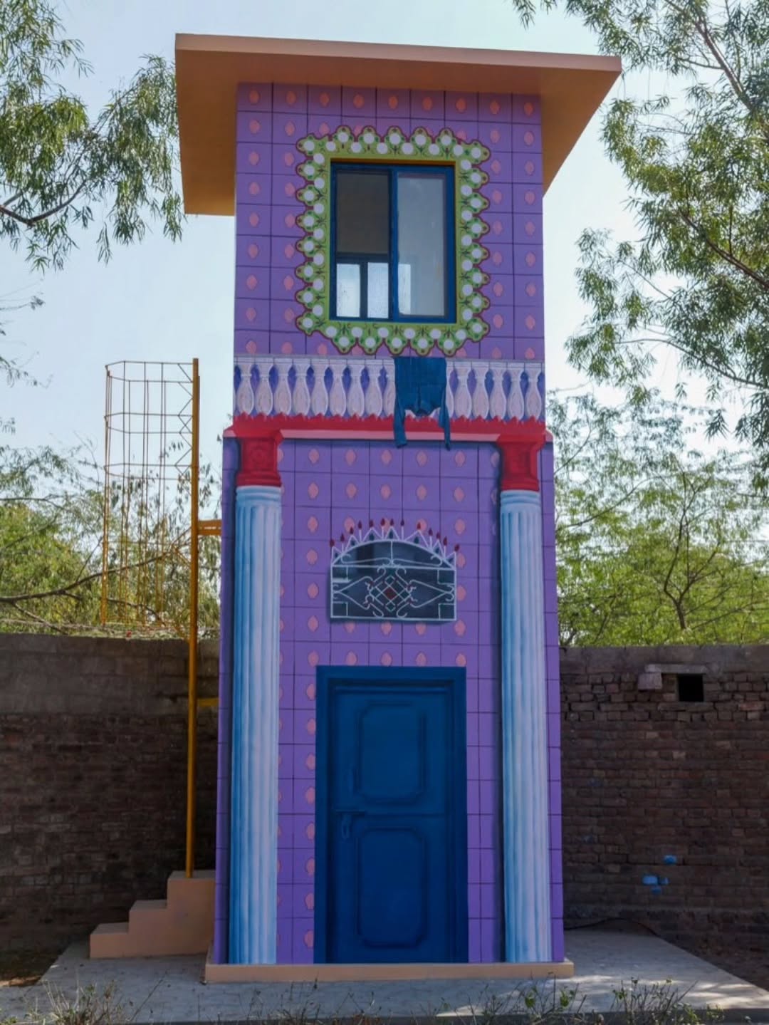 “The Other Storey” (2018) is a site-specific installation created during the Pioneer Cement Residency, facilitated by... — image 1. Images [1-4]: painted watchtower
